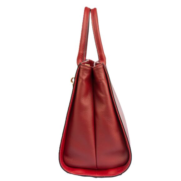 Big Red Purse Large Satchel Bag ITALIAN LEATHER Crossbody Handbag - Picture 3 of 13